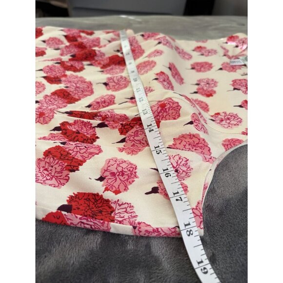 Maggy London Women's Floral Sleeveless A-Line Dress Size 10 Ivory Base Pink Red - Picture 11 of 13